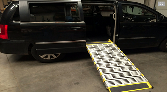 a picture of a deployed van ramp